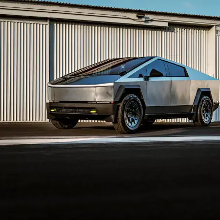 Stainless Steel Tesla Cybertruck On 20-Inch UP Forged UP-RW Cyber Wheels