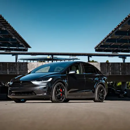 Stealth Grey Tesla Model X with 22-Inch UP Forged UP-05 in Satin Black