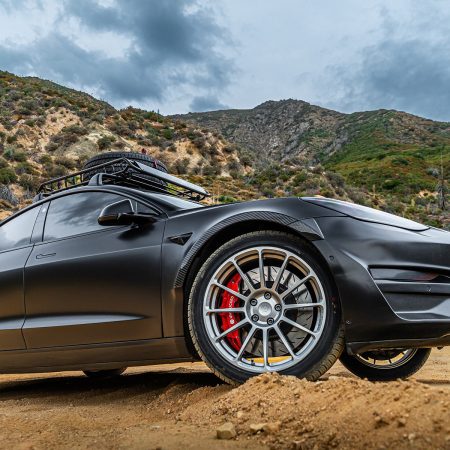 Black Tesla Model 3 – Dirt and Snow Pro Coilover Suspension Lift Kit + UP-03 Wheels