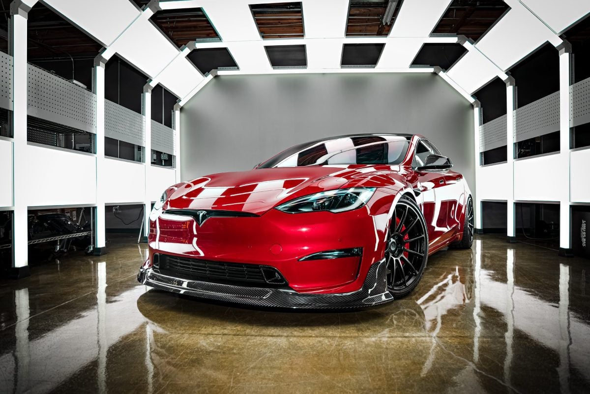 Red Tesla Model S – UP-03 Forged Wheels, BBK, Carbon Fiber Aero And More