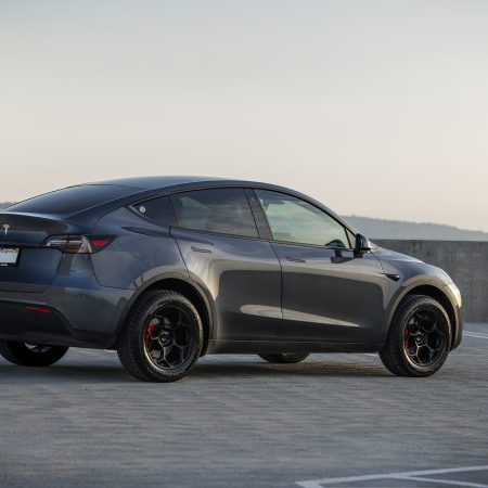 Gray Tesla Model Y – UP-05 Forged Wheels in Satin Black