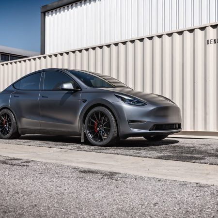 Gray Tesla Model Y – UP-03 Forged Wheels in Satin Black