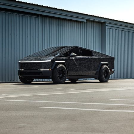 Digital Camo Wrapped Tesla Cybertruck – UP-03 Beadlock Forged Wheels In Satin Black