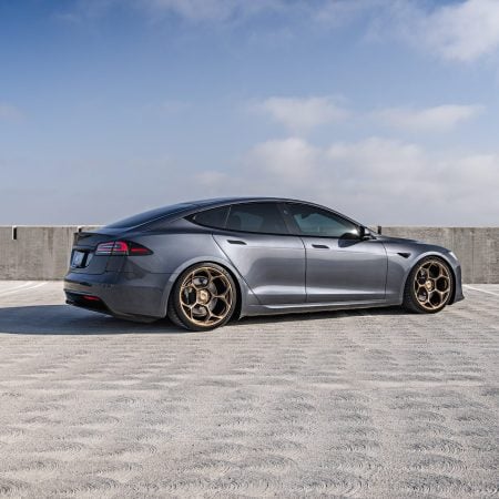 Grey Tesla Model S – UP-05 Forged Wheels In Satin Bronze