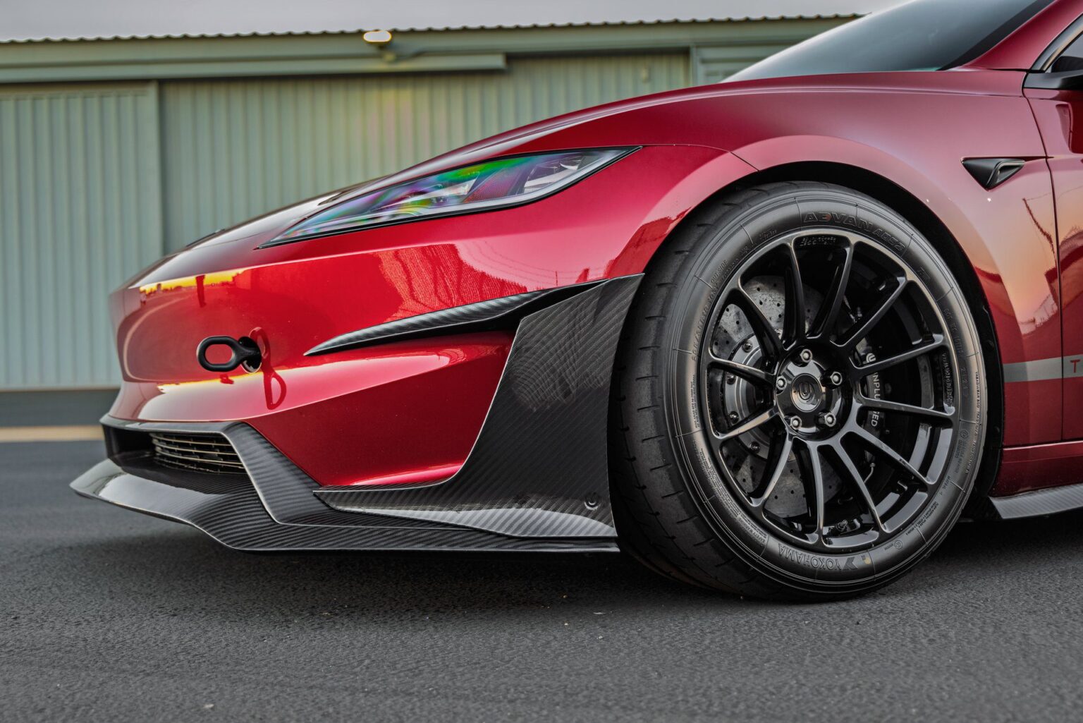 Black Tesla Model 3 Performance - UP-03 Forged Wheels in Satin Titanium