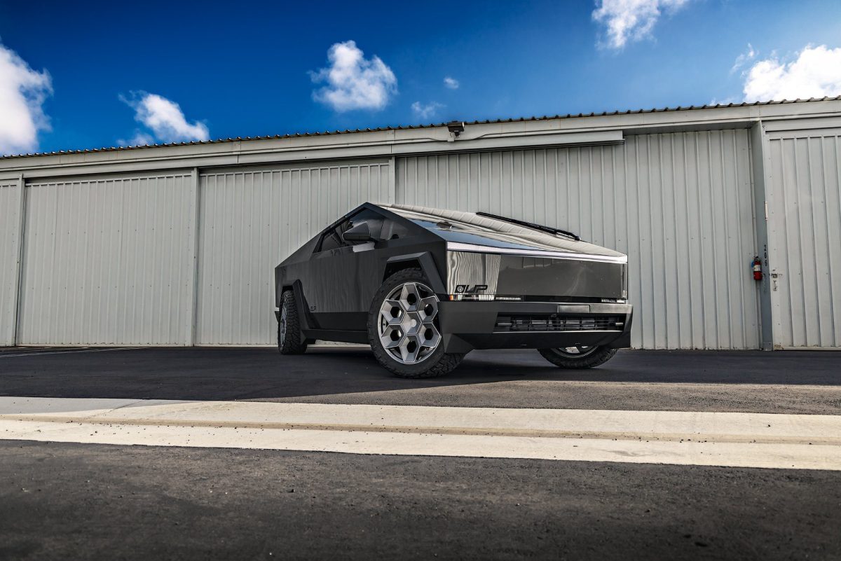 Magnesium Grey Tesla Cybertruck – CYBRHEX Forged Wheels in Satin Titanium