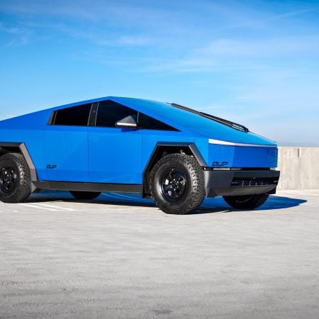 Lapis Lazuli Tesla Cybertruck With UP.FIT Forged PD Wheels In Satin Black