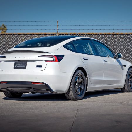 Pearl White Multi-Coat 2024 Tesla Model 3 Performance – UP.FIT Forged PD Wheels in Satin Black