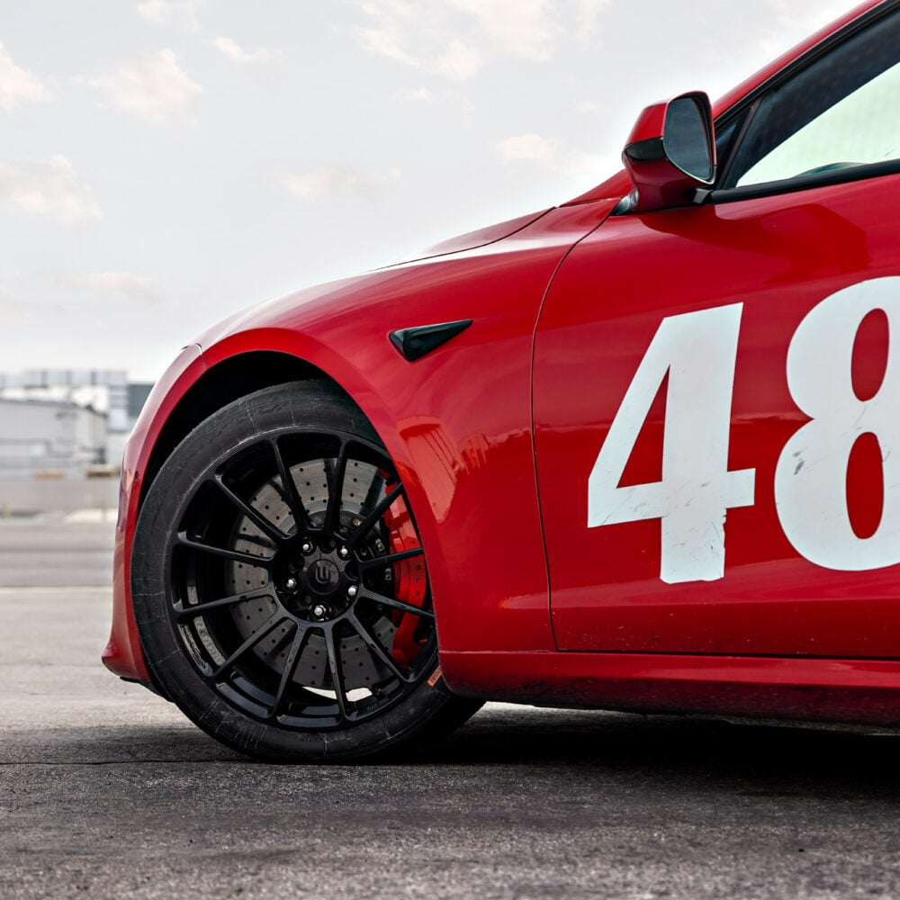 Satin Black Tesla Model S Plaid - UP-03 Pikes Peak Forged Race Wheels ...