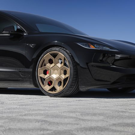 Black Tesla Model 3 Performance Highland – CYBRHEX Forged Wheels in Satin Bronze