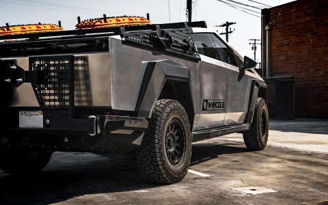 INVINCIBLE Cybertruck with Steel Bumpers and Carbon Fiber Hood and Fenders on UP-03 Forged Beadlock Wheels