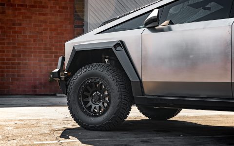 INVINCIBLE Cybertruck with Steel Bumpers and Carbon Fiber Hood and Fenders on UP-03 Forged Beadlock Wheels