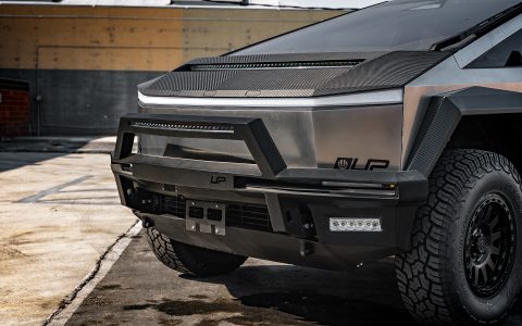 INVINCIBLE Cybertruck with Steel Bumpers and Carbon Fiber Hood and Fenders on UP-03 Forged Beadlock Wheels