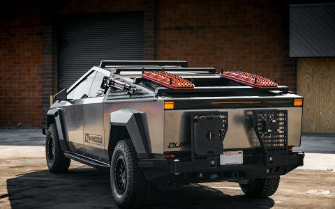 INVINCIBLE Cybertruck with Steel Bumpers and Carbon Fiber Hood and Fenders on UP-03 Forged Beadlock Wheels