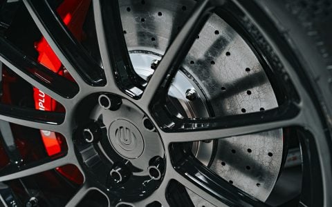 White Tesla Model S Plaid with Koenigsegg Carbon Fiber Spoiler on UP-03 Forged Wheels in Gloss Black