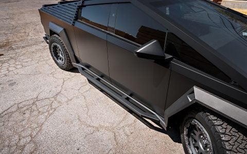 Storm Chaser INVINCIBLE Cybertruck on UP-03 Beadlock Forged Wheels in Satin Titanium