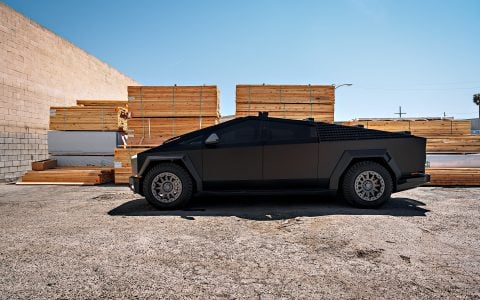 Storm Chaser INVINCIBLE Cybertruck on UP-03 Beadlock Forged Wheels in Satin Titanium