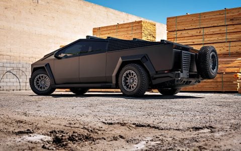 Storm Chaser INVINCIBLE Cybertruck on UP-03 Beadlock Forged Wheels in Satin Titanium