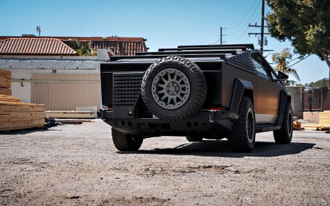 Storm Chaser INVINCIBLE Cybertruck on UP-03 Beadlock Forged Wheels in Satin Titanium