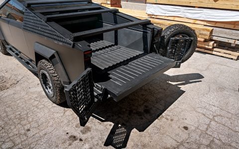 Storm Chaser INVINCIBLE Cybertruck on UP-03 Beadlock Forged Wheels in Satin Titanium