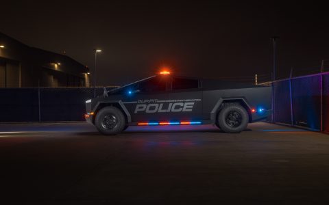 UP.Fit Tesla Cybertruck Police Vehicle on 18 inch UP.FIT Forged PD Wheel in Satin Black