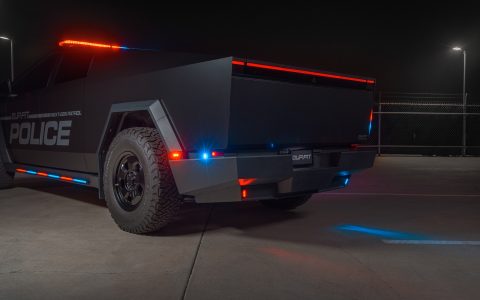 UP.Fit Tesla Cybertruck Police Vehicle on 18 inch UP.FIT Forged PD Wheel in Satin Black