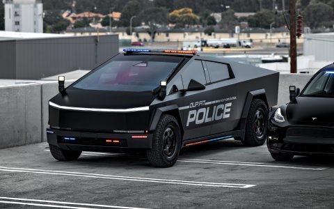 Satin Black Tesla Cybertruck UP.FIT Police Vehicle on 18 inch UP.FIT Forged PD Wheel