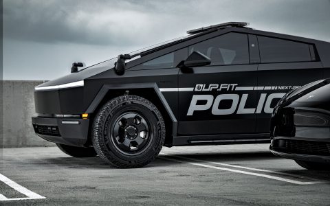 Satin Black Tesla Cybertruck UP.FIT Police Vehicle on 18 inch UP.FIT Forged PD Wheel