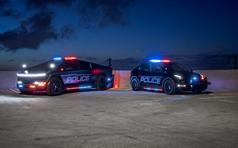 Black Tesla Model Y UP.FIT Demo Police Car on 18in UP.FIT Forged PD Wheels