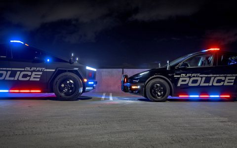 Black Tesla Model Y UP.FIT Demo Police Car on 18in UP.FIT Forged PD Wheels