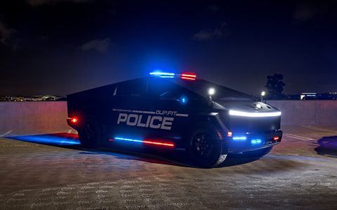 Satin Black Tesla Cybertruck UP.FIT Police Vehicle on 18 inch UP.FIT Forged PD Wheel