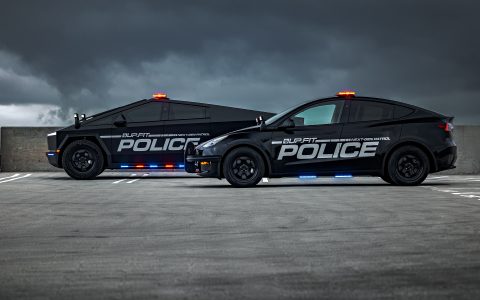 Black Tesla Model Y UP.FIT Demo Police Car on 18in UP.FIT Forged PD Wheels