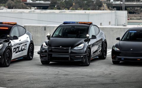 Black Tesla Model Y UP.FIT Demo Police Car on 18in UP.FIT Forged PD Wheels
