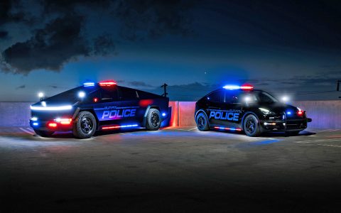 Black Tesla Model Y UP.FIT Demo Police Car on 18in UP.FIT Forged PD Wheels