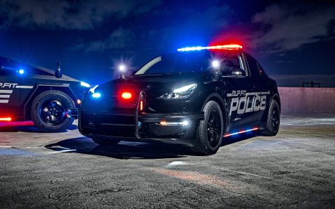 Black Tesla Model Y UP.FIT Demo Police Car on 18in UP.FIT Forged PD Wheels