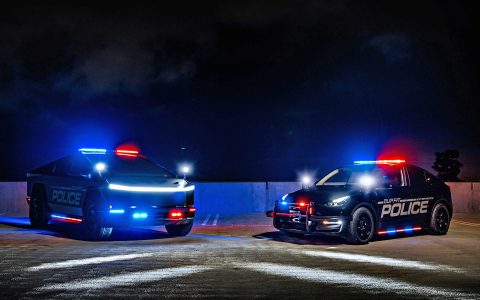 Black Tesla Model Y UP.FIT Demo Police Car on 18in UP.FIT Forged PD Wheels