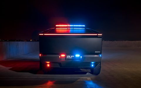 UP.Fit Tesla Cybertruck Police Vehicle on 18 inch UP.FIT Forged PD Wheel in Satin Black