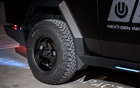 UP.Fit Tesla Cybertruck Police Vehicle on 18 inch UP.FIT Forged PD Wheel in Satin Black