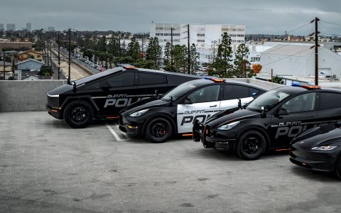 Satin Black Tesla Cybertruck UP.FIT Police Vehicle on 18 inch UP.FIT Forged PD Wheel