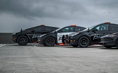 Satin Black Tesla Cybertruck UP.FIT Police Vehicle on 18 inch UP.FIT Forged PD Wheel