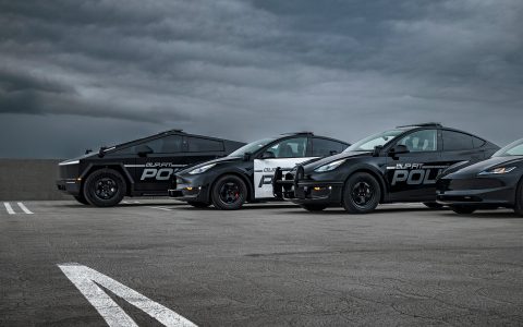 Black Tesla Model Y UP.FIT Demo Police Car on 18in UP.FIT Forged PD Wheels