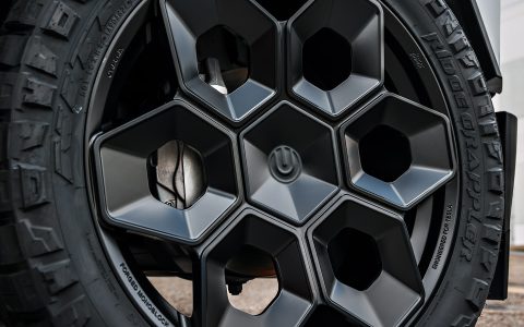 White Wrapped Tesla Cybertruck Foundation Series on 24 inch CYBRHEX Forged Wheels in Gloss Black