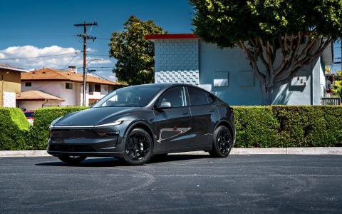 Stealth Gray Tesla Model Y Juniper on UP Forged UP-05 in Satin Black