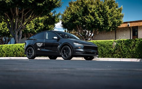 Stealth Gray Tesla Model Y Juniper on UP Forged UP-05 in Satin Black