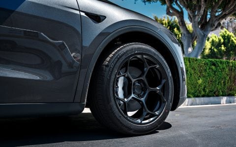 Stealth Gray Tesla Model Y Juniper on UP Forged UP-05 in Satin Black