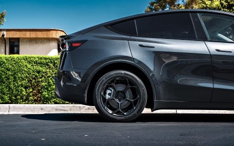 Stealth Gray Tesla Model Y Juniper on UP Forged UP-05 in Satin Black