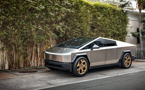 Stainless Steel Tesla Cybertruck on 24-Inch UP Forged CYBRSPOKE in Satin Bronze 14 Stainless Steel Tesla Cybertruck on 24-Inch UP Forged CYBRSPOKE in Satin Bronze