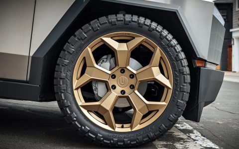 Stainless Steel Tesla Cybertruck on 24-Inch UP Forged CYBRSPOKE in Satin Bronze 9 Stainless Steel Tesla Cybertruck on 24-Inch UP Forged CYBRSPOKE in Satin Bronze