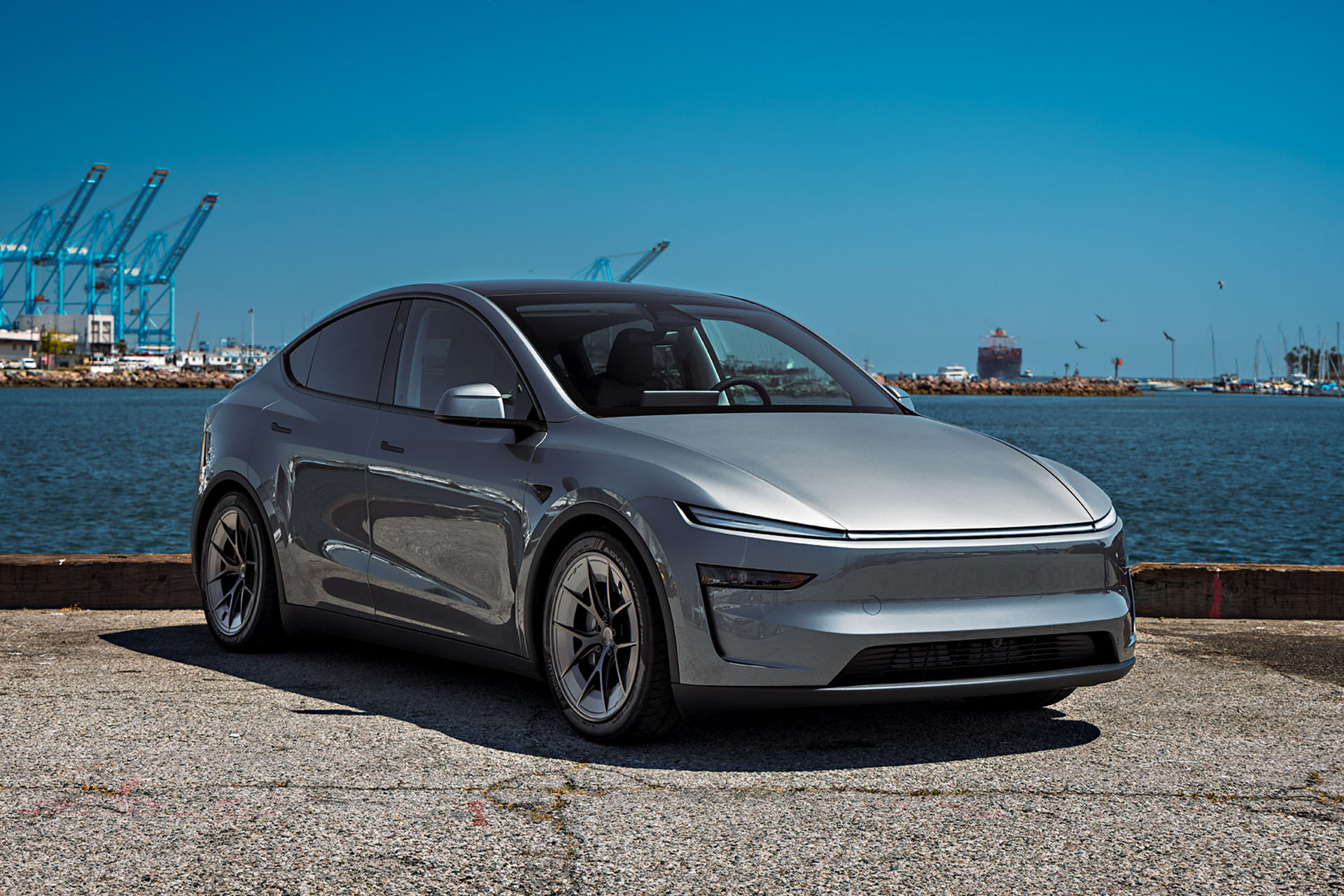 Unplugged Performance’s UP-RW aka Road Warrior on a Model Y at X Takeover 3 Tesla Model Y Juniper UP RW aka Road Warrior Wheels Unplugged Performance 4