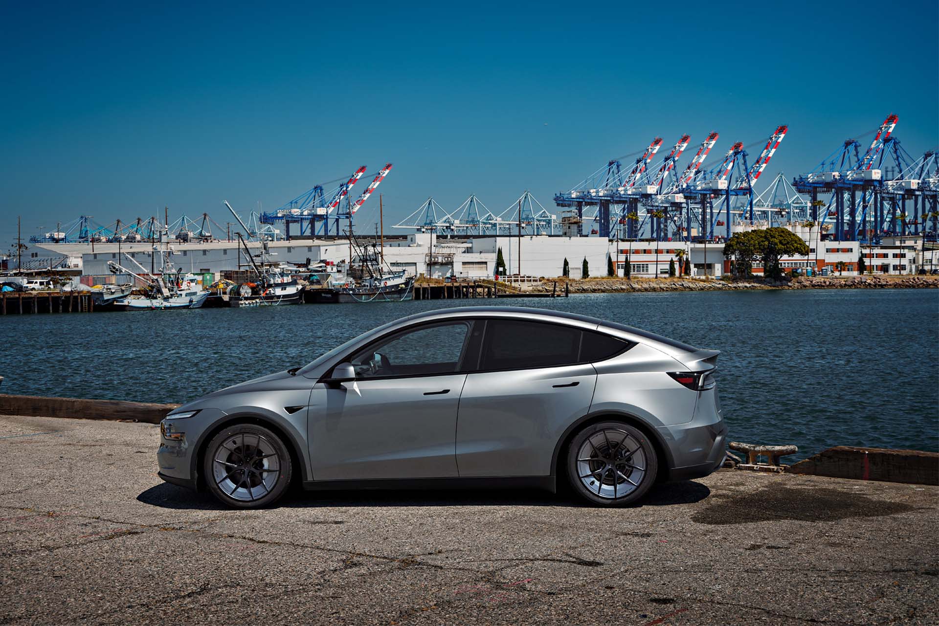Unplugged Performance’s UP-RW aka Road Warrior on a Model Y at X Takeover 2 Tesla Model Y Juniper with UP RW aka Road Warrior Wheels by Unplugged Performance 3